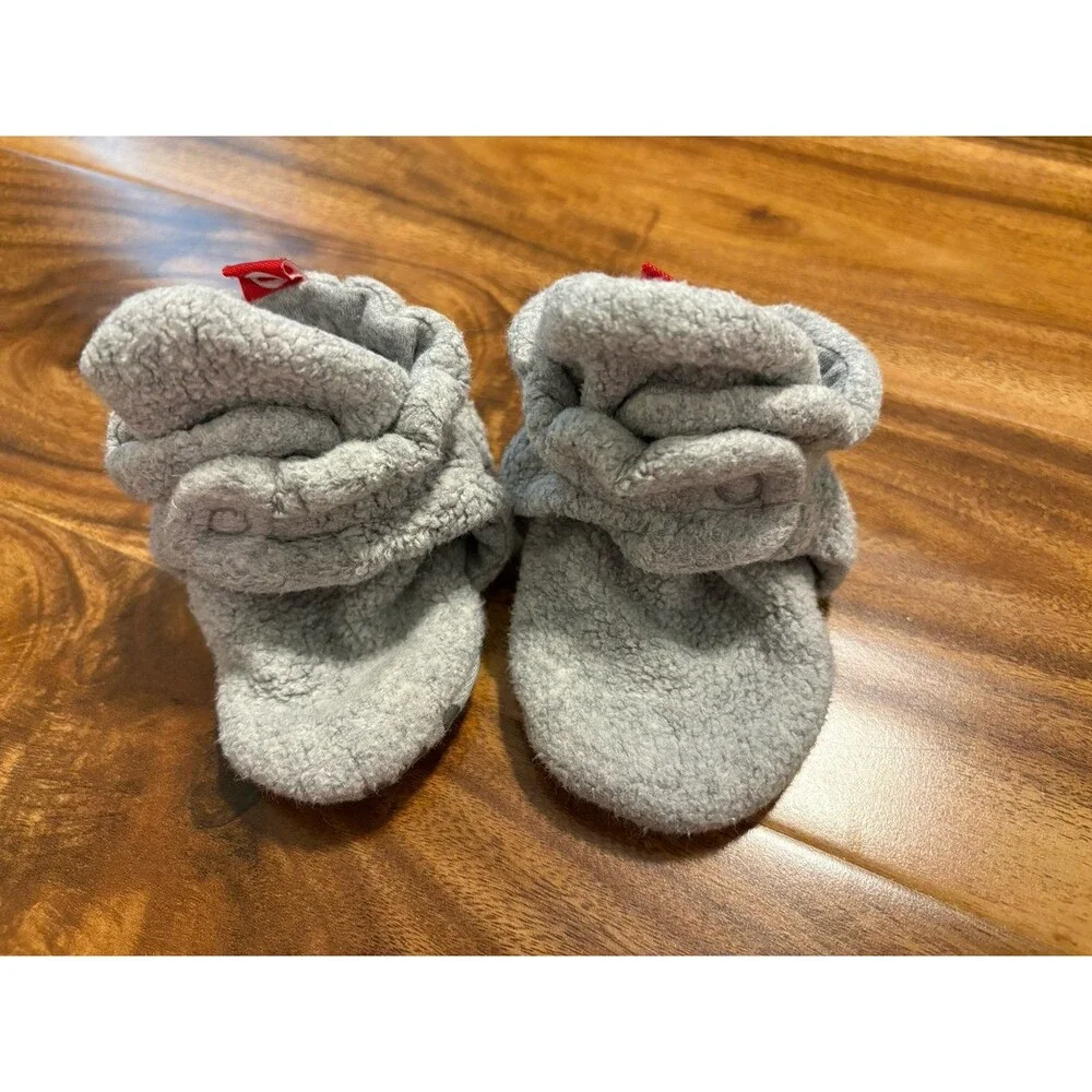 Zutano Fleece Gripper Bootie, Heather Gray, Size 12M